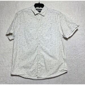 Denim & Flower Ricky Singh Men's Large White Black Flecked Short Sleeve Shirt L